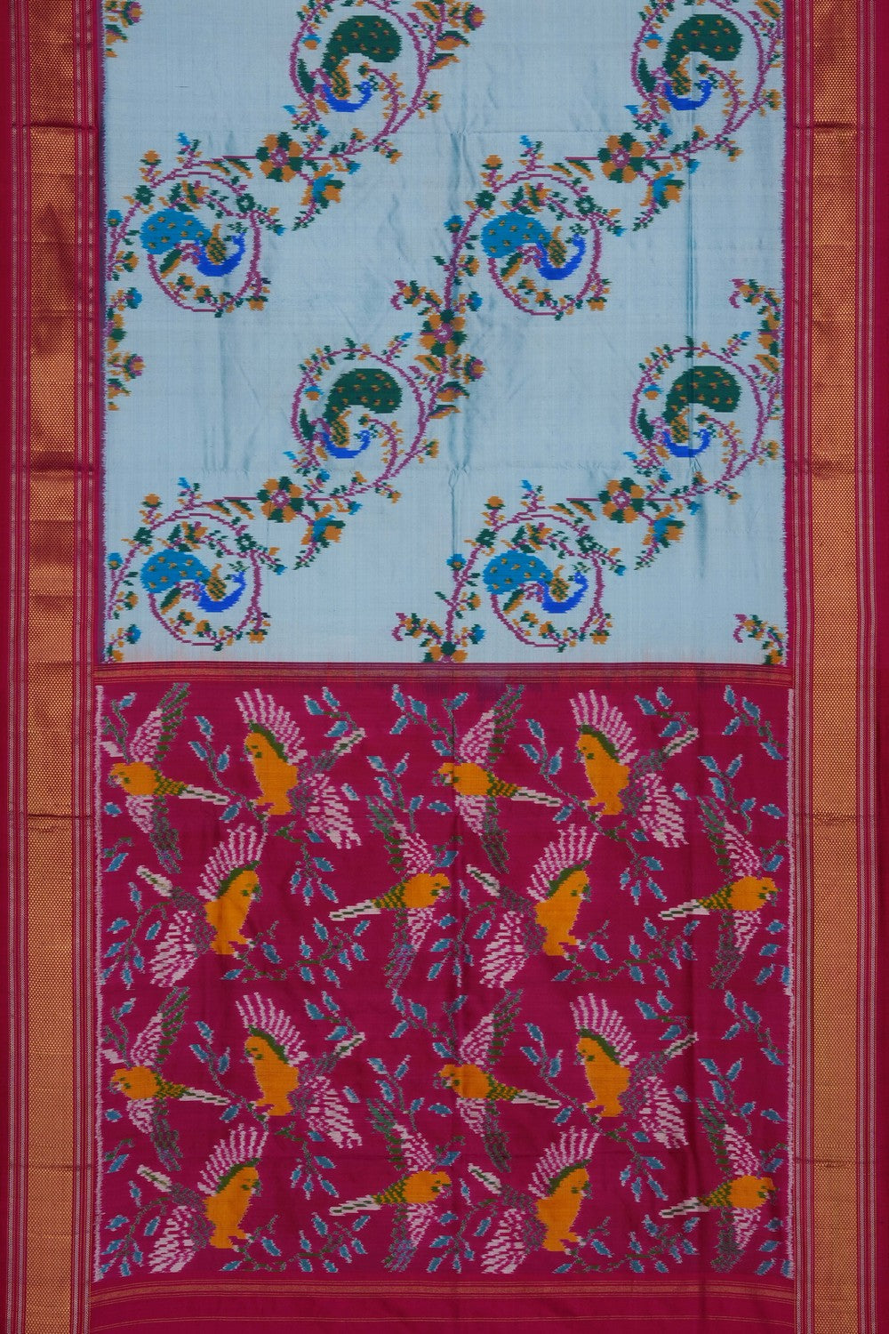 Image of Blue Pochampally Ikat Silk Saree
