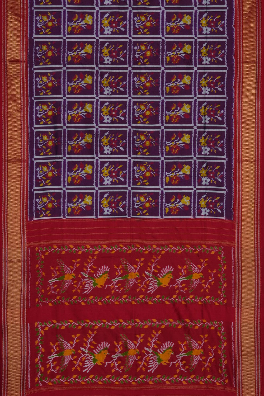 Image of Purple Pochampally Ikat Silk Saree