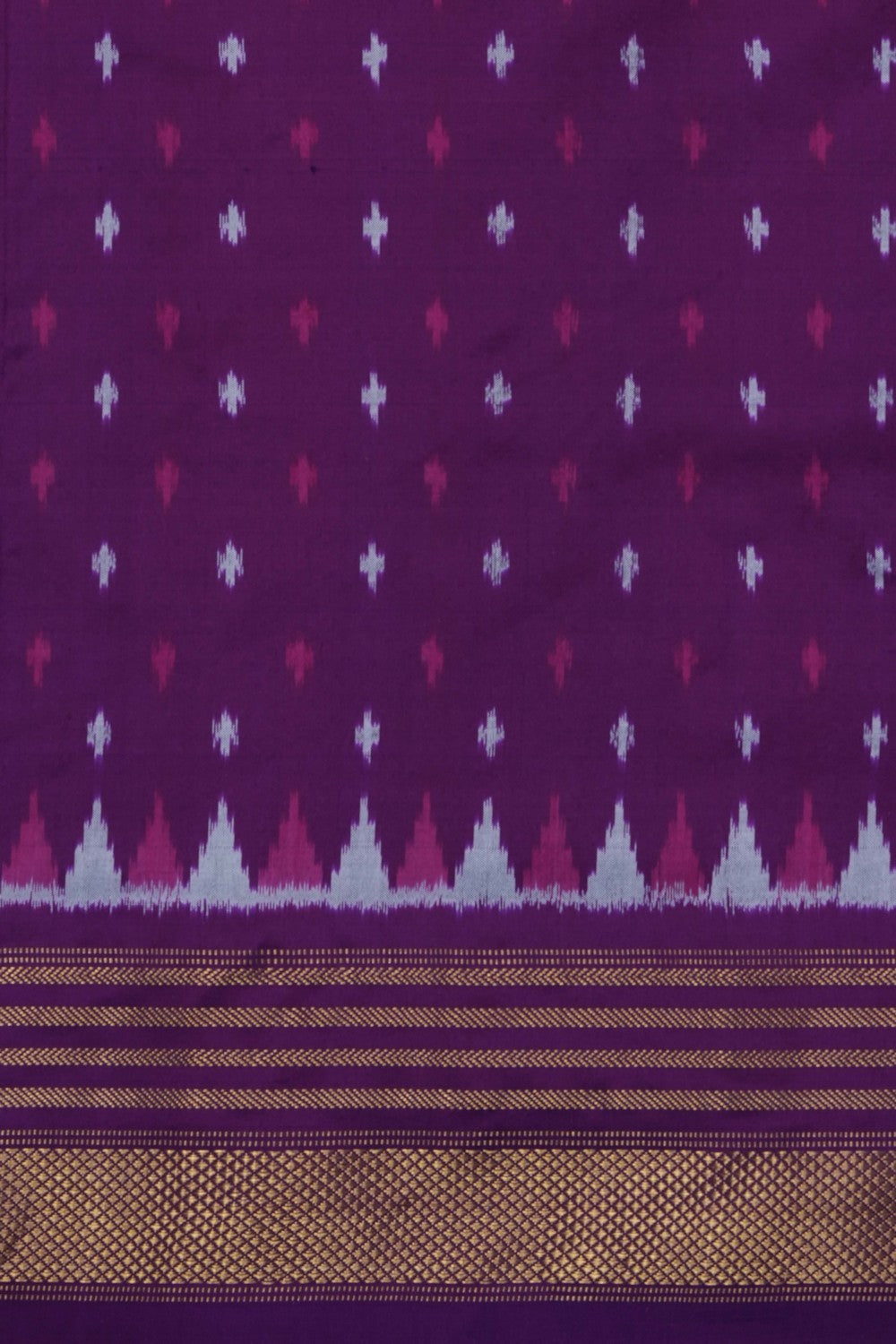 Image of Orange Pochampally Ikat Silk Saree