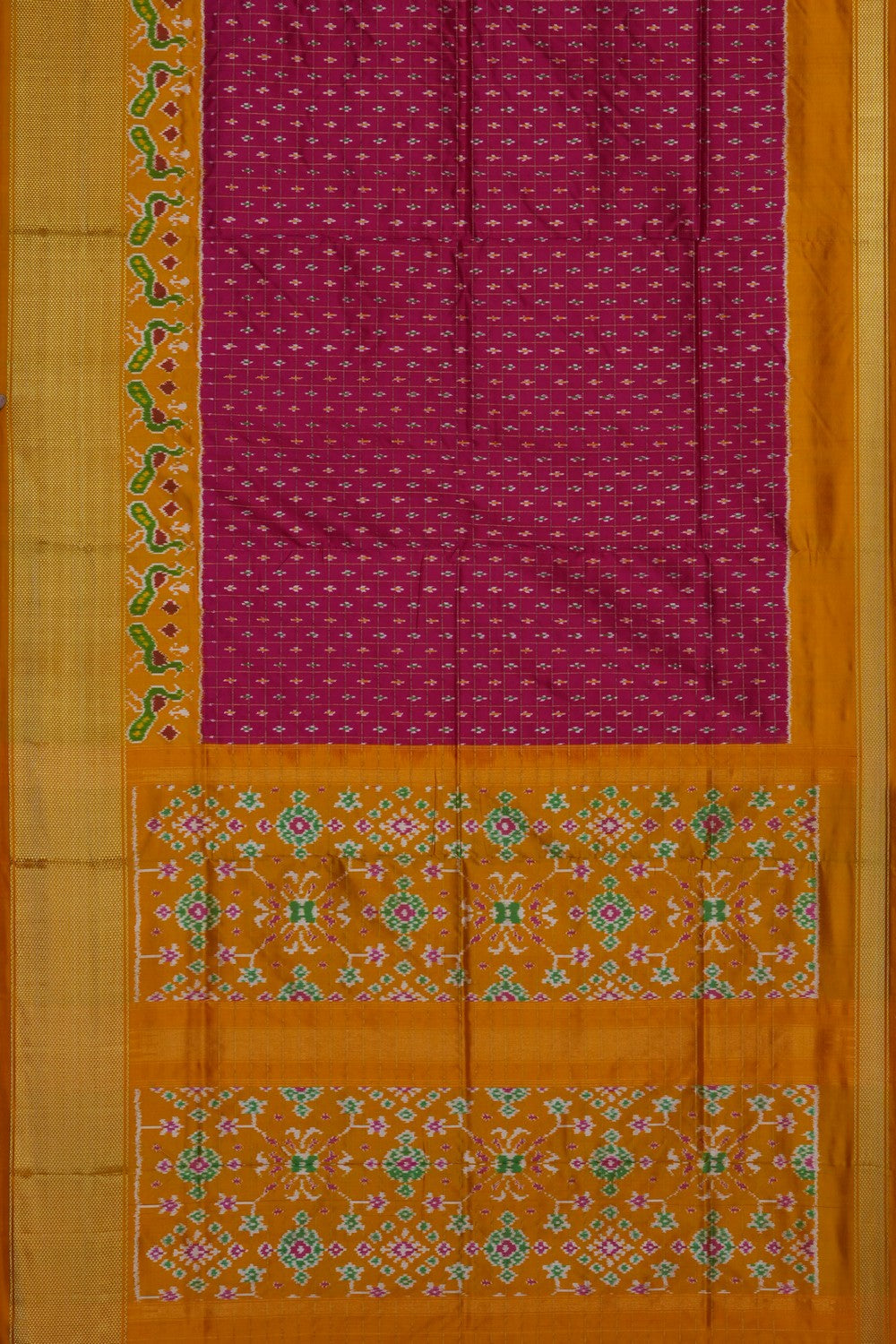 Image of Pink Pochampally Ikat Silk Saree
