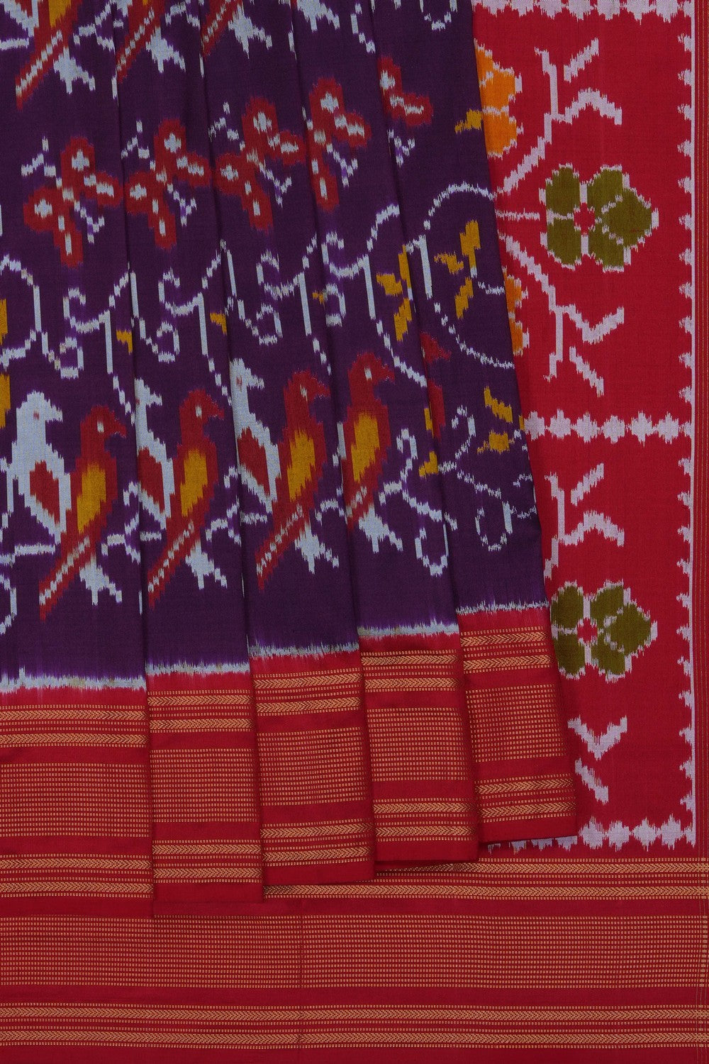 Image of Purple Pochampally Ikat Silk Saree