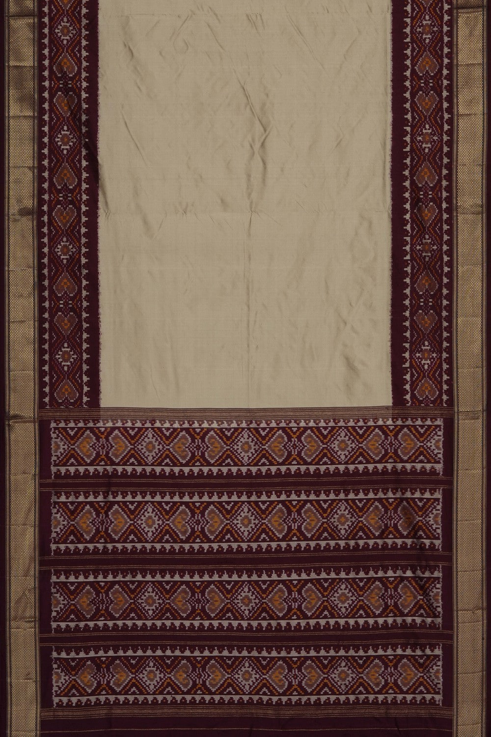 Image of Beige Pochampally Ikat Silk Saree