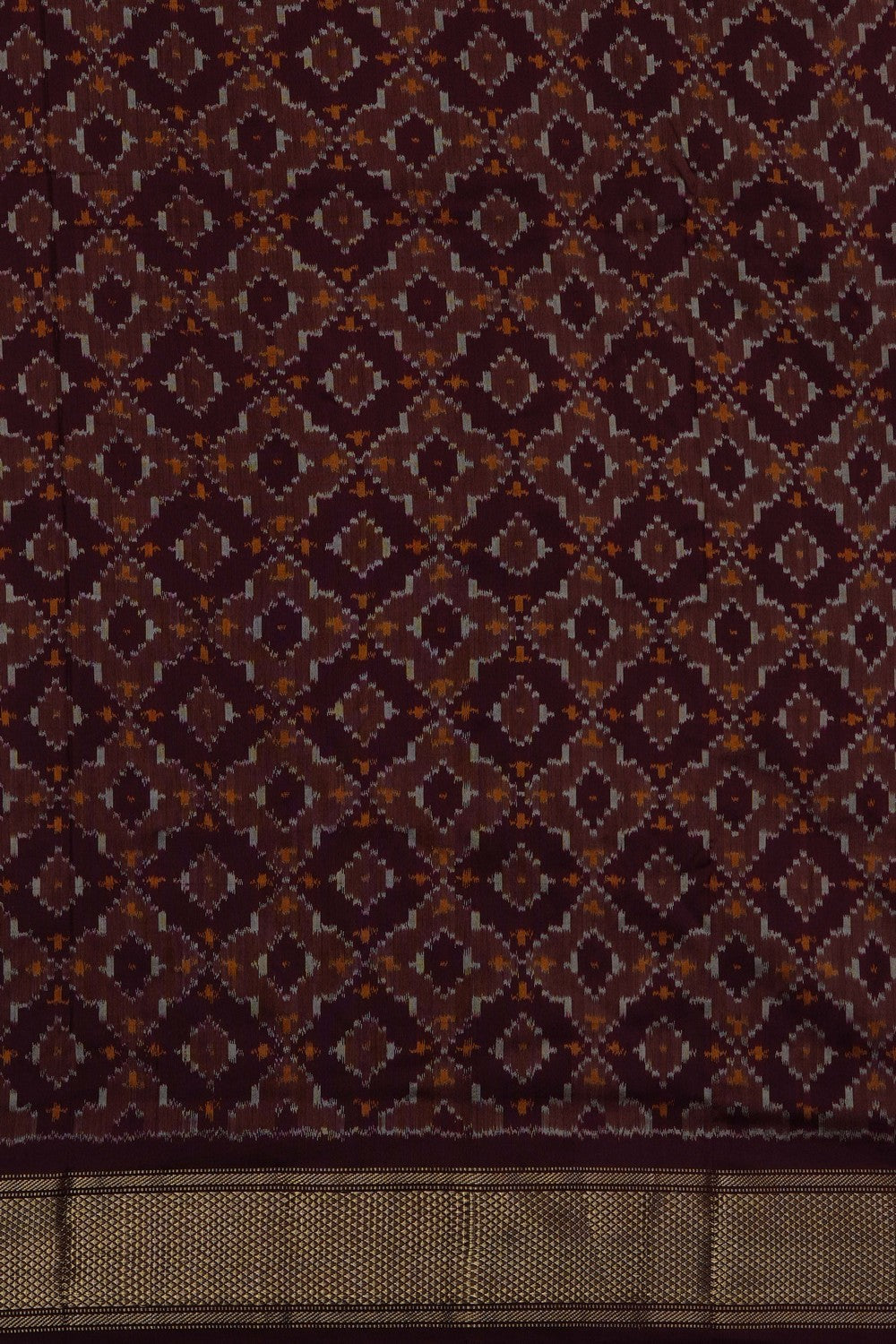 Image of Beige Pochampally Ikat Silk Saree