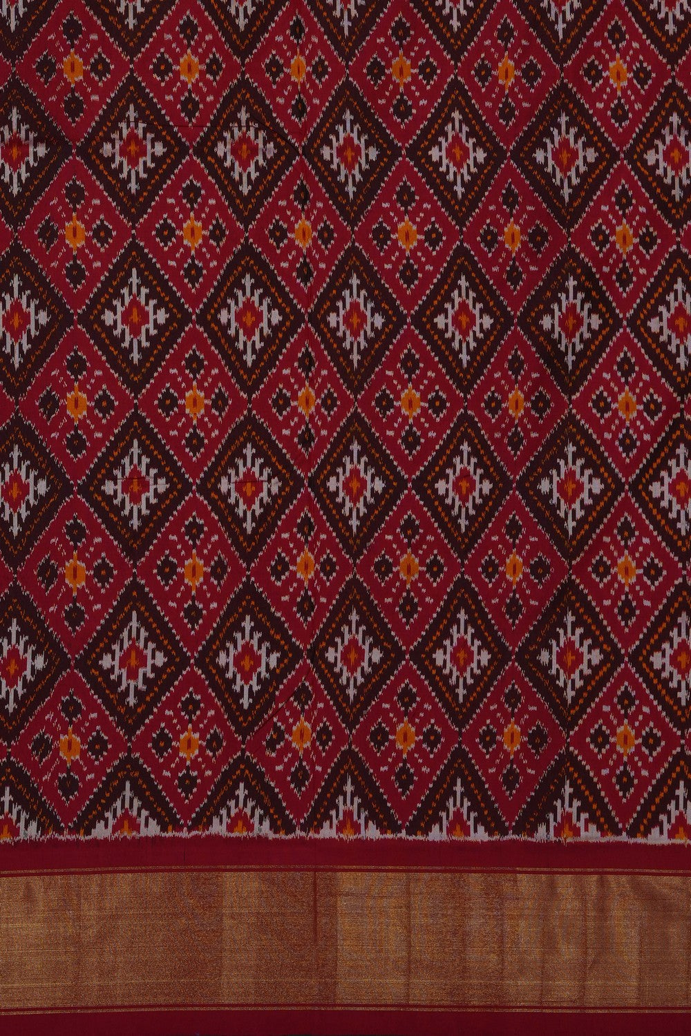 Image of White Pochampally Ikat Silk Saree