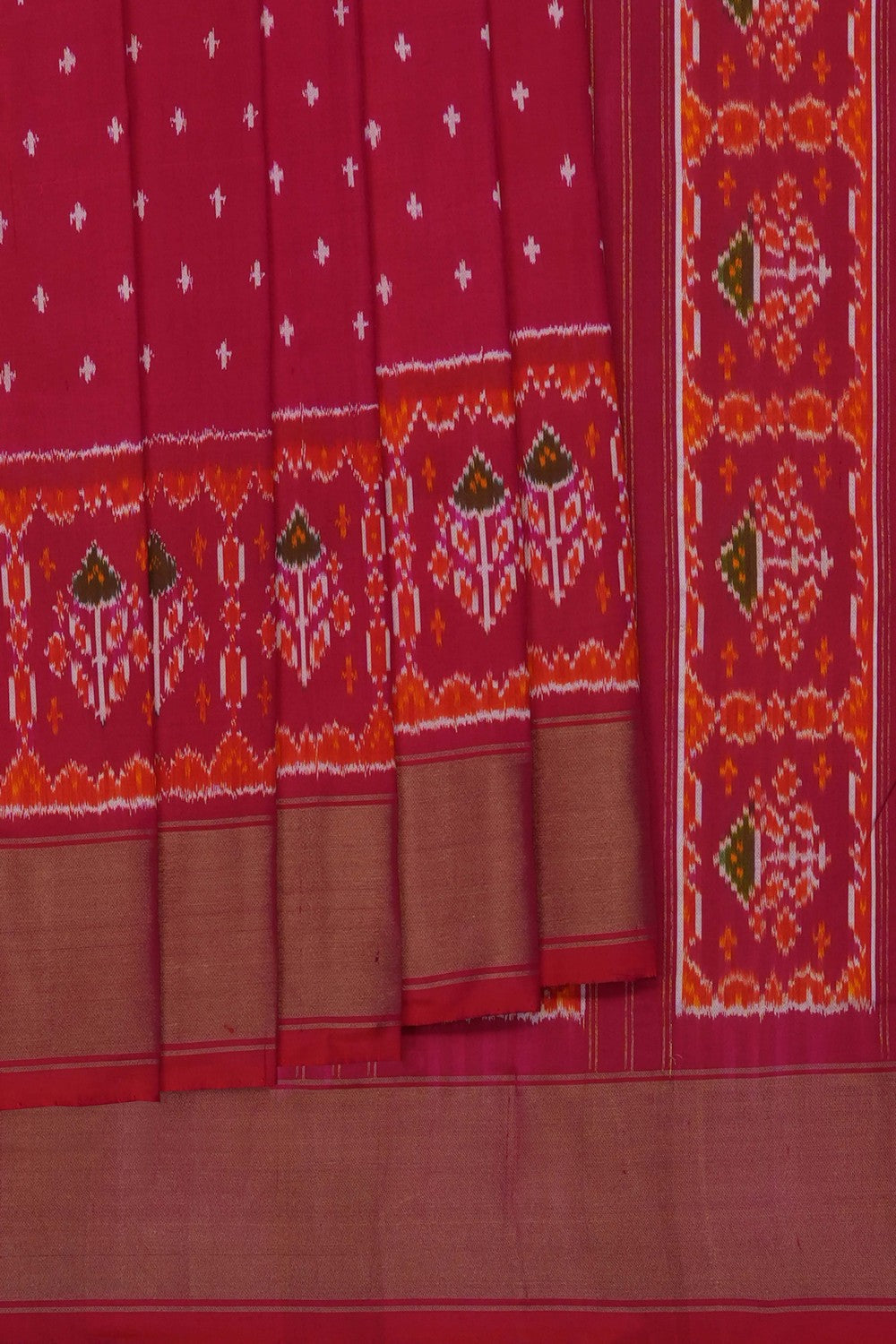 Image of Pink Pochampally Ikat Silk Saree