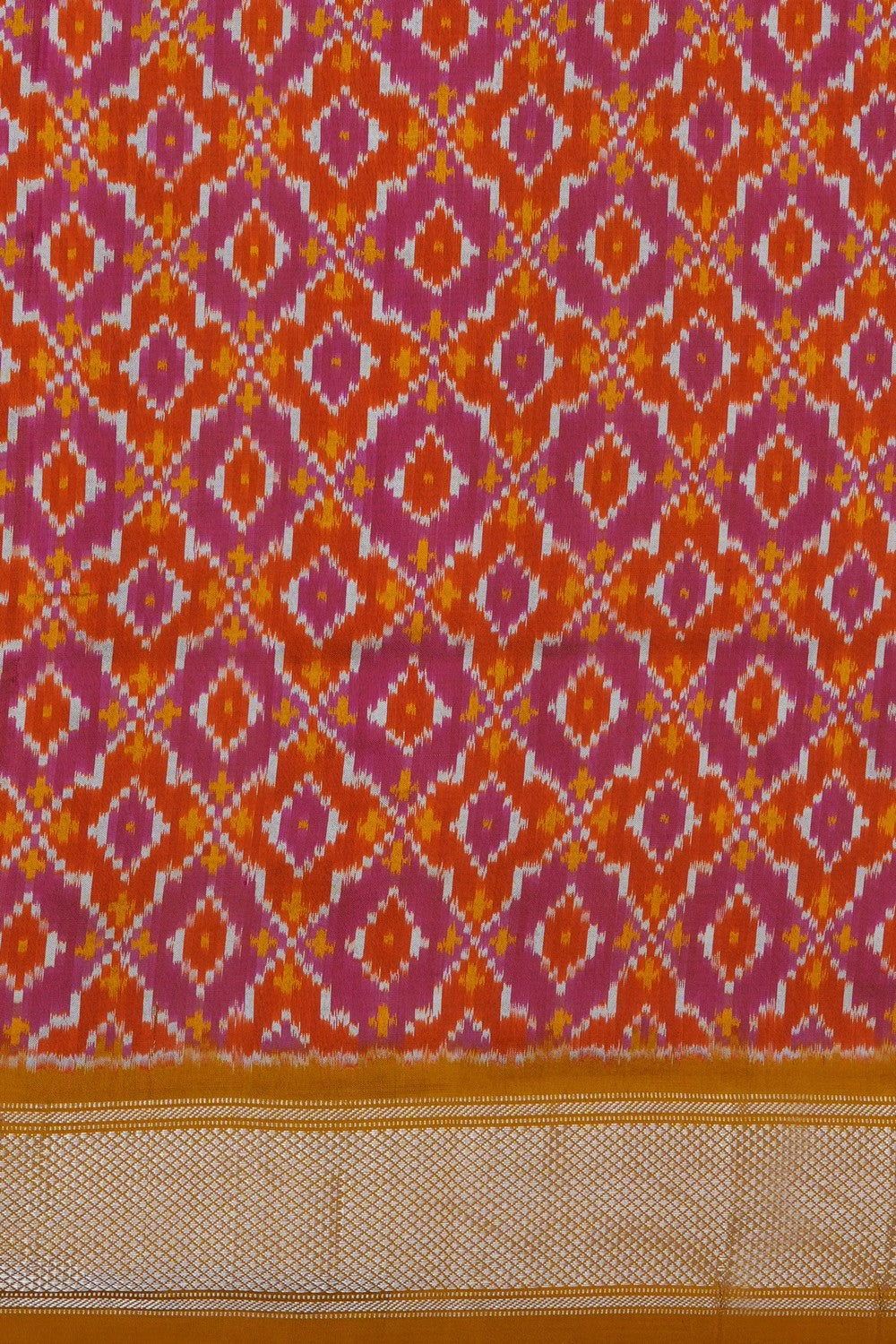Image of Mustard Pochampally Ikat Silk Saree