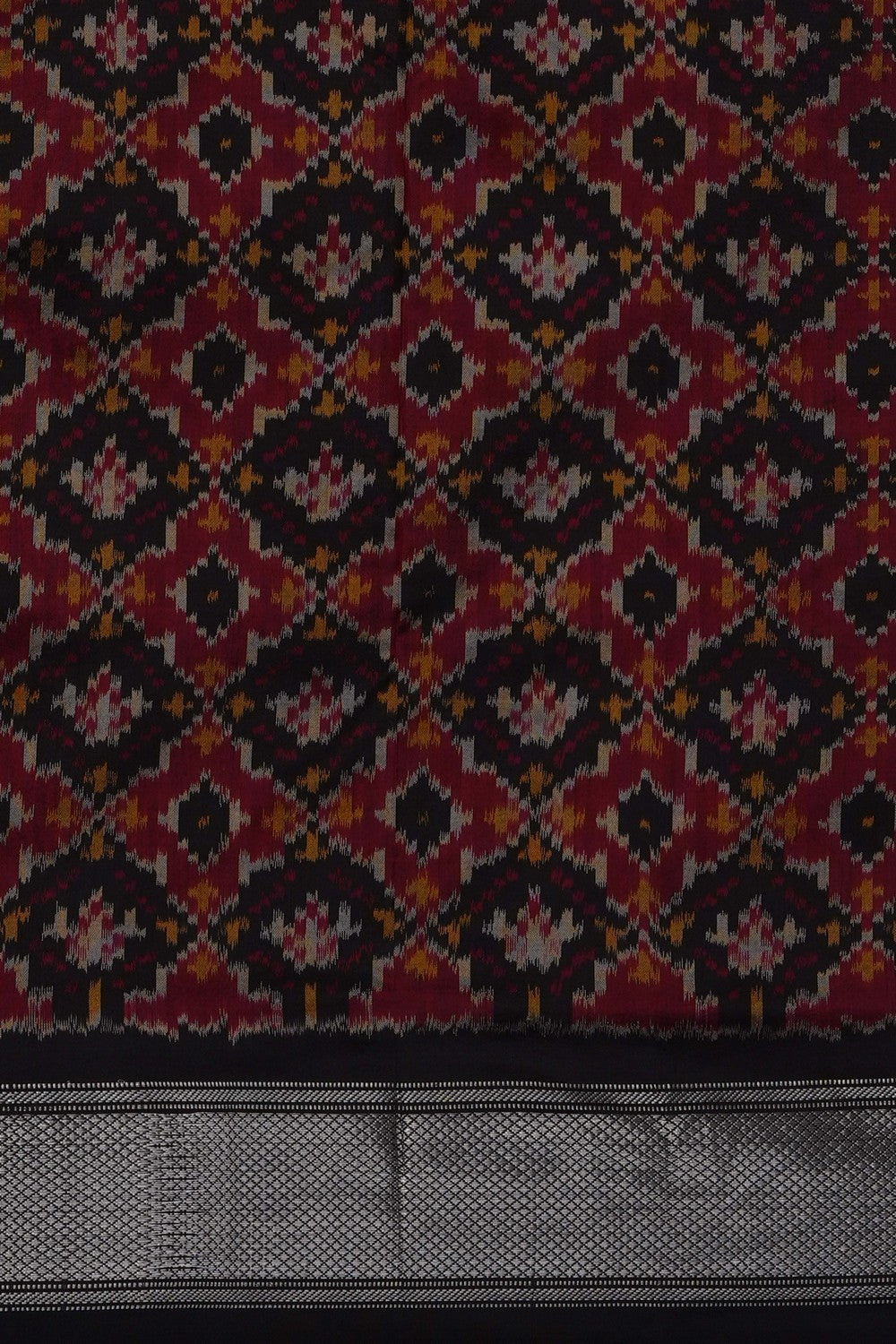 Image of Black Pochampally Ikat Silk Saree