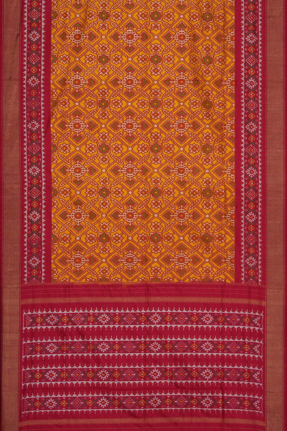 Image of Mustard Pochampally Ikat Silk Saree