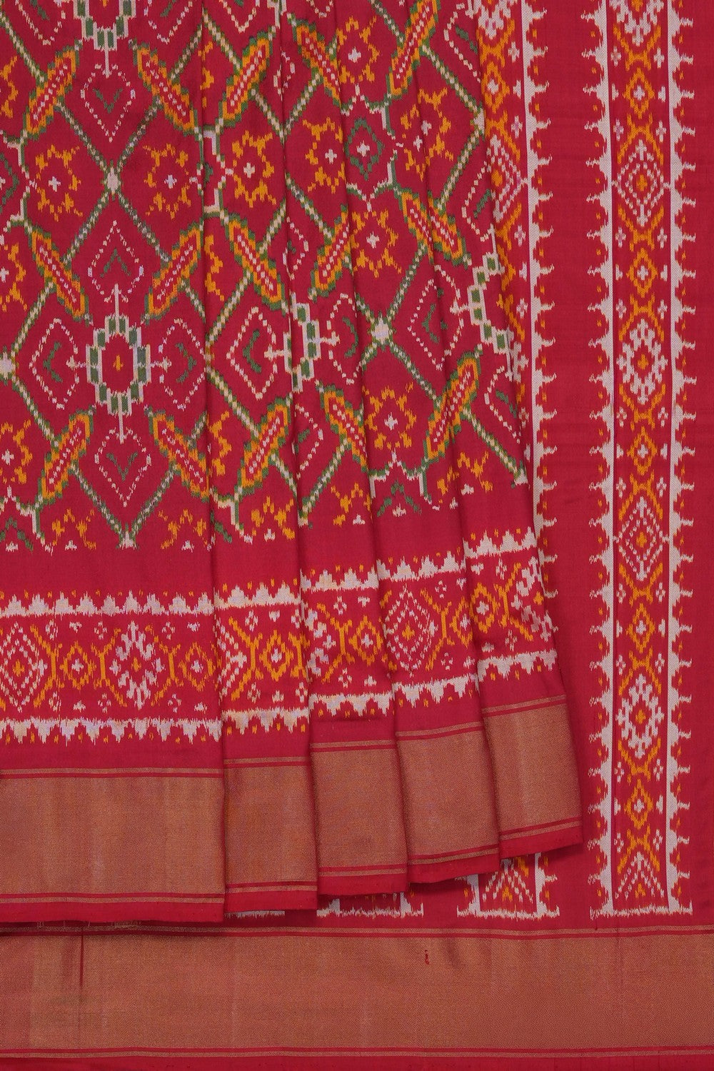 Image of Red Pochampally Ikat Silk Saree