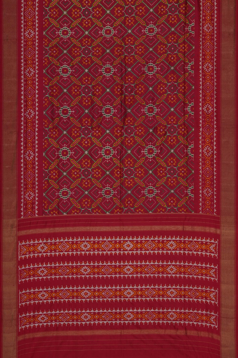 Image of Red Pochampally Ikat Silk Saree