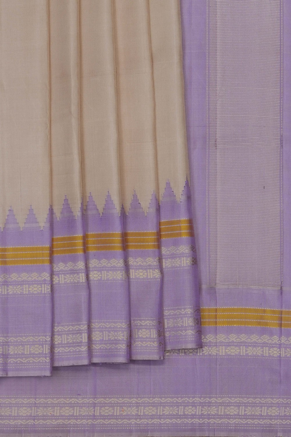 Image of Off-White Gadwal Silk Saree
