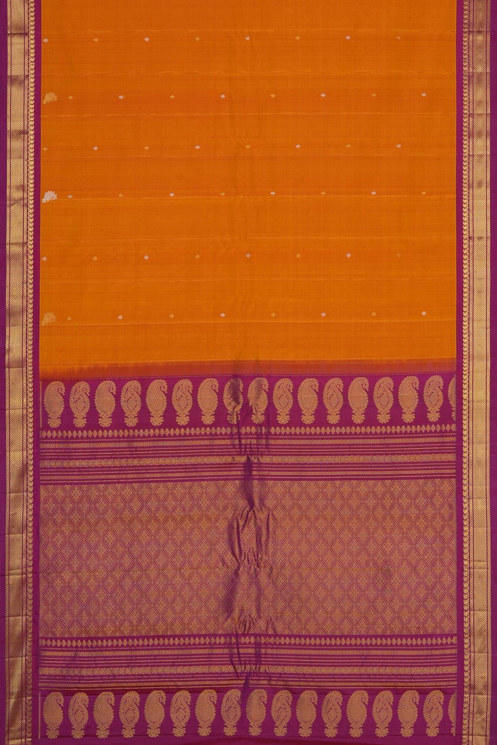 Image of Orange Gadwal Silk Saree