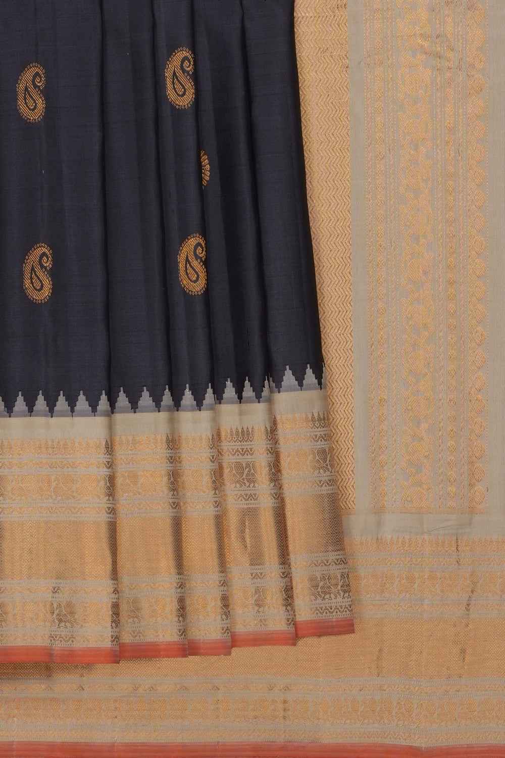 Image of Grey Gadwal Silk Saree