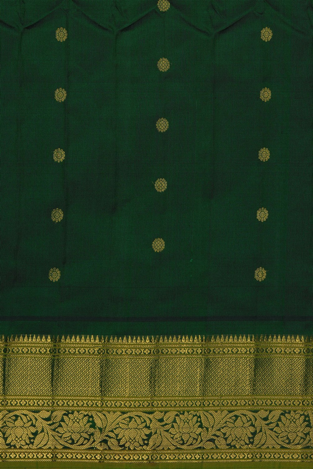 Image of Yellow Gadwal Silk Kattam Saree