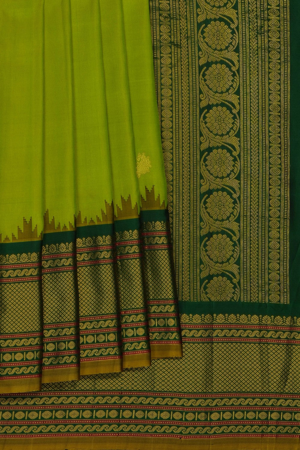 Image of Green Gadwal Silk Saree