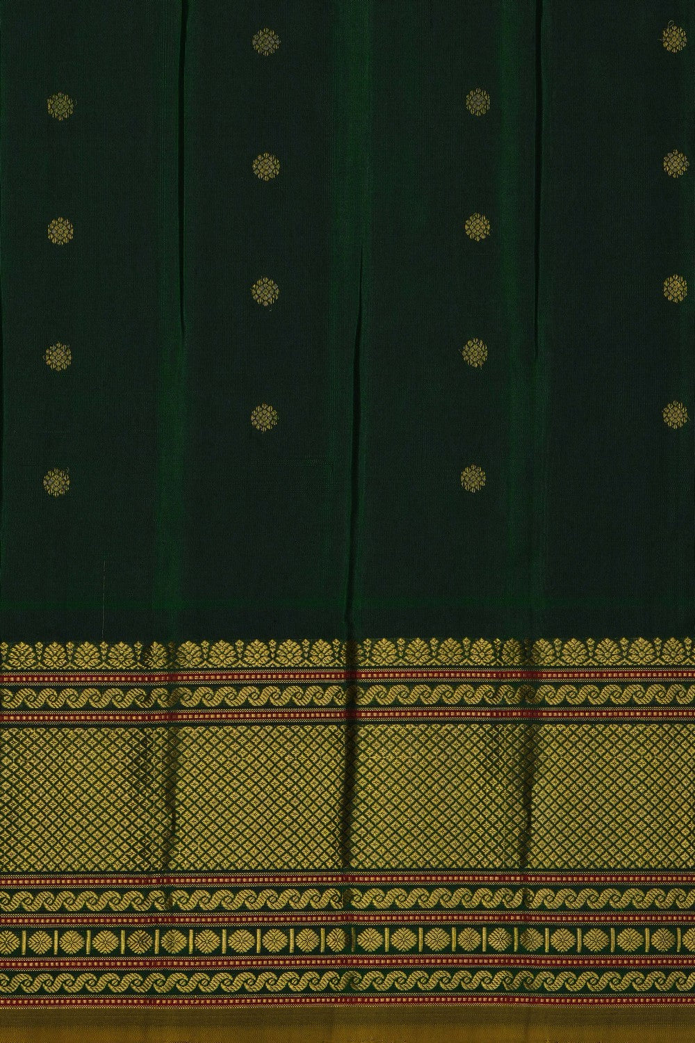Image of Green Gadwal Silk Saree