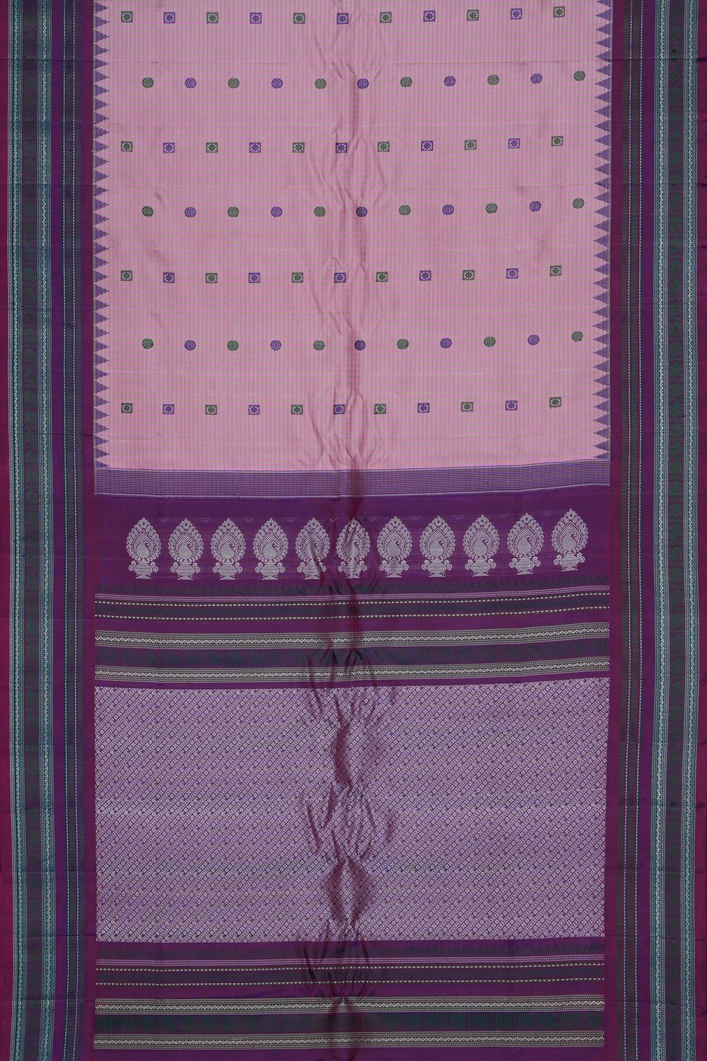 Image of Pink Gadwal Silk Kattam Saree