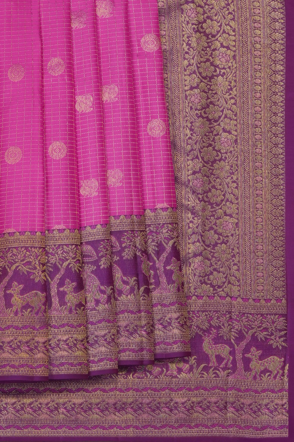 Image of Pink Kanchipattu Kattam Saree