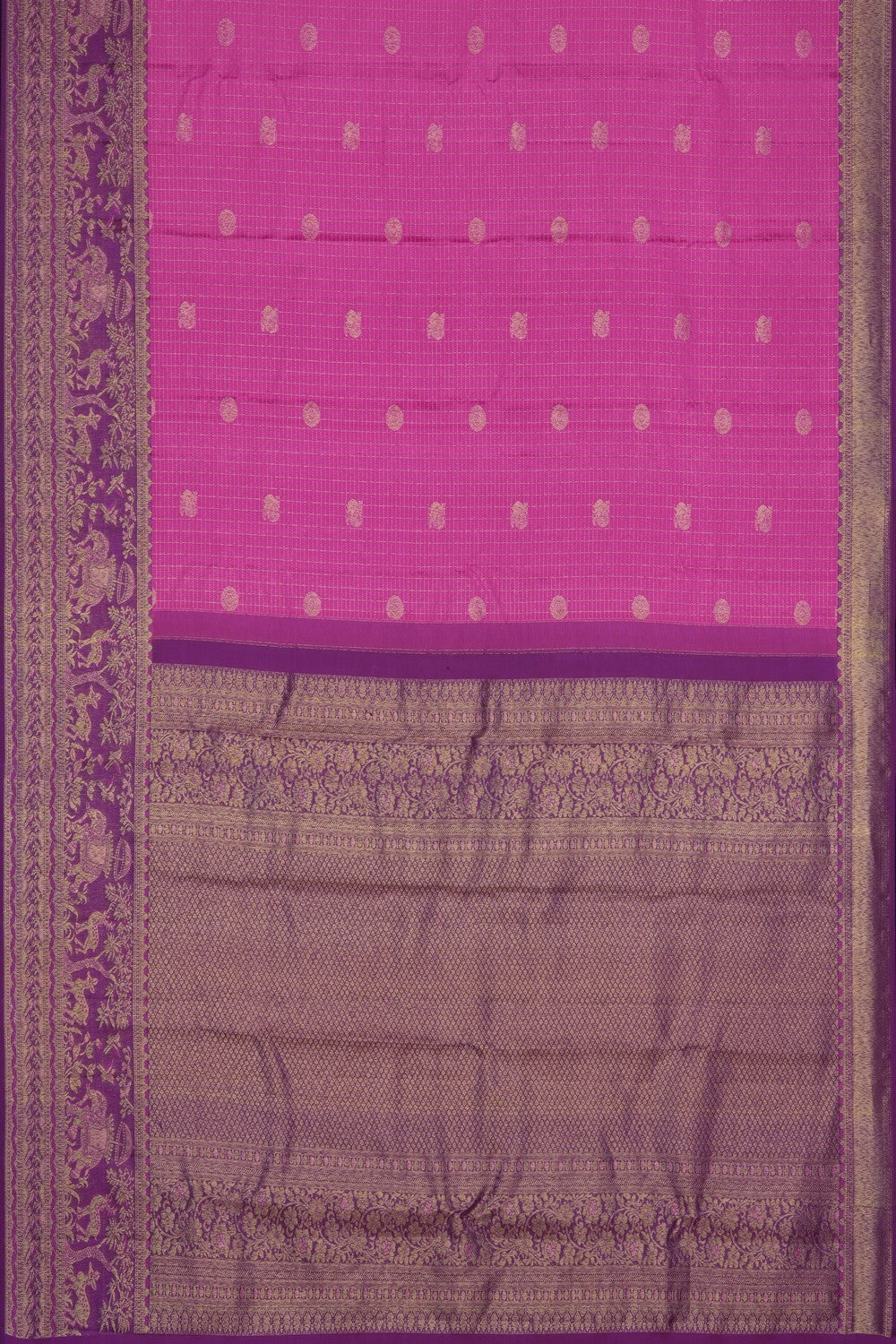Image of Pink Kanchipattu Kattam Saree
