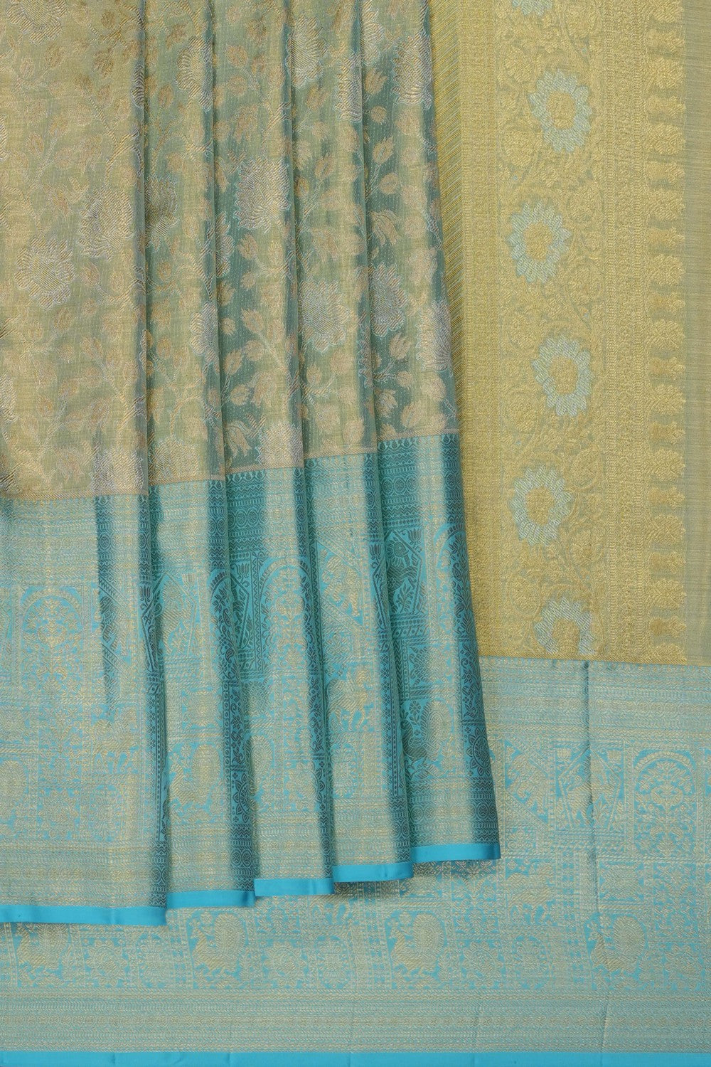 Image of Blue Kanchipattu Tissue Brocade Saree