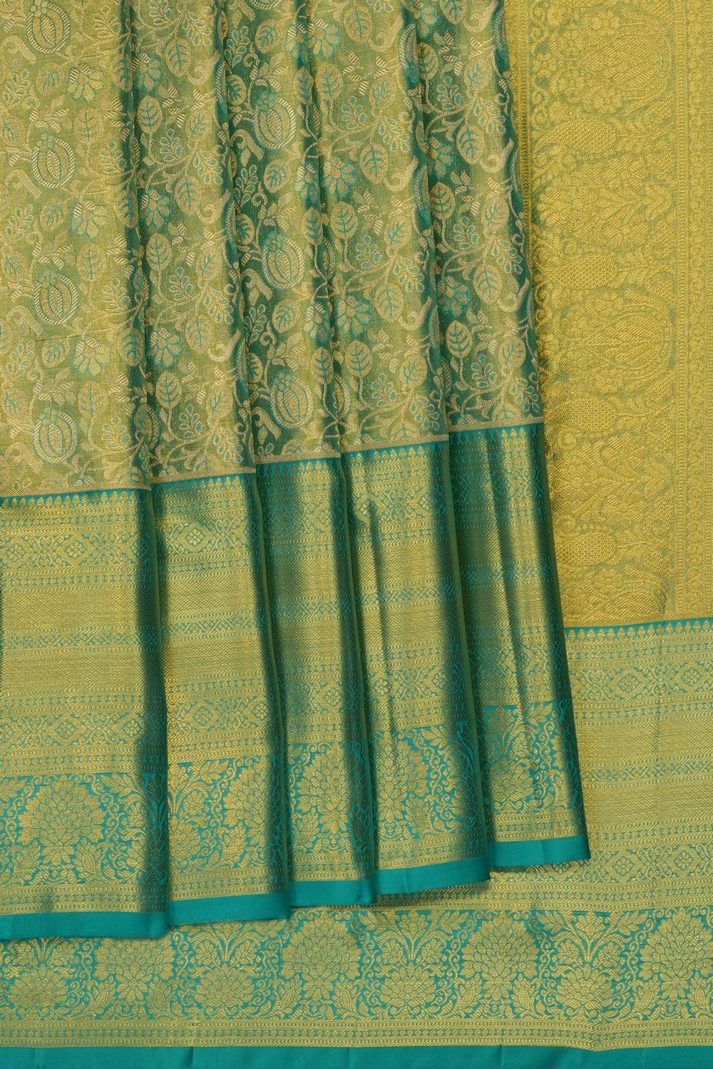 Image of Green Kanchipattu Tissue Brocade Saree