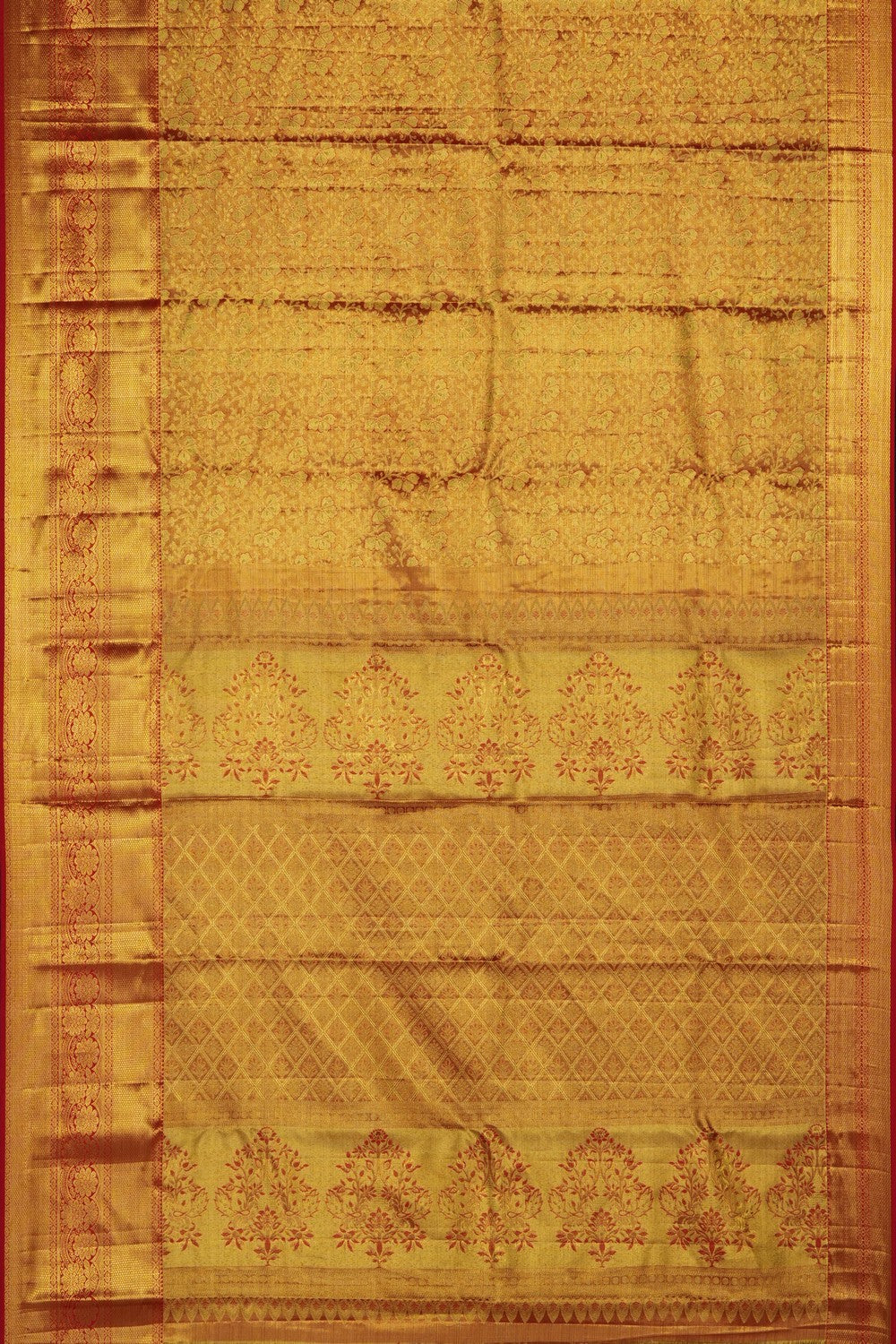 Image of Red Kanchipattu Tissue Brocade Saree