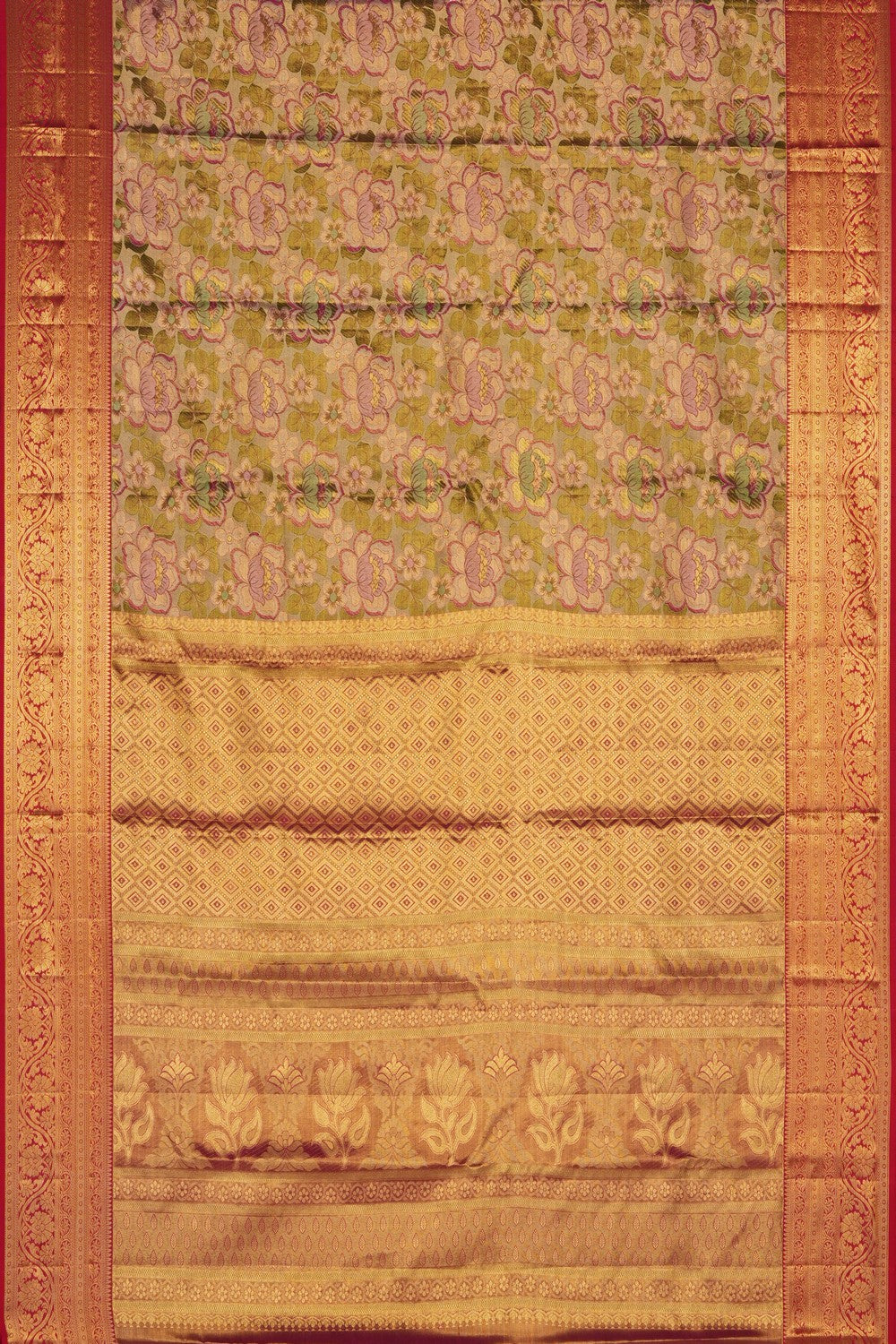 Image of Gold Kanchipattu Tissue Brocade Saree