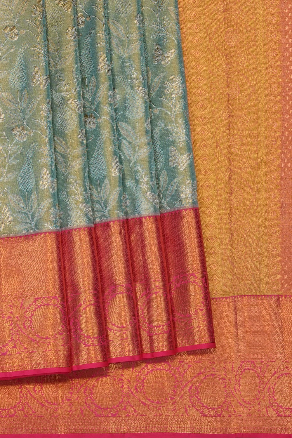 Image of Blue Kanchipattu Tissue Brocade Saree