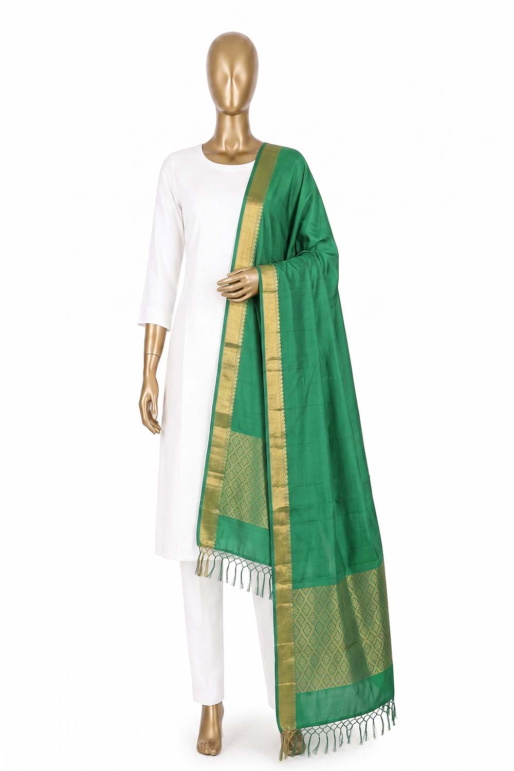 Image of Green Kanchipattu Dupatta