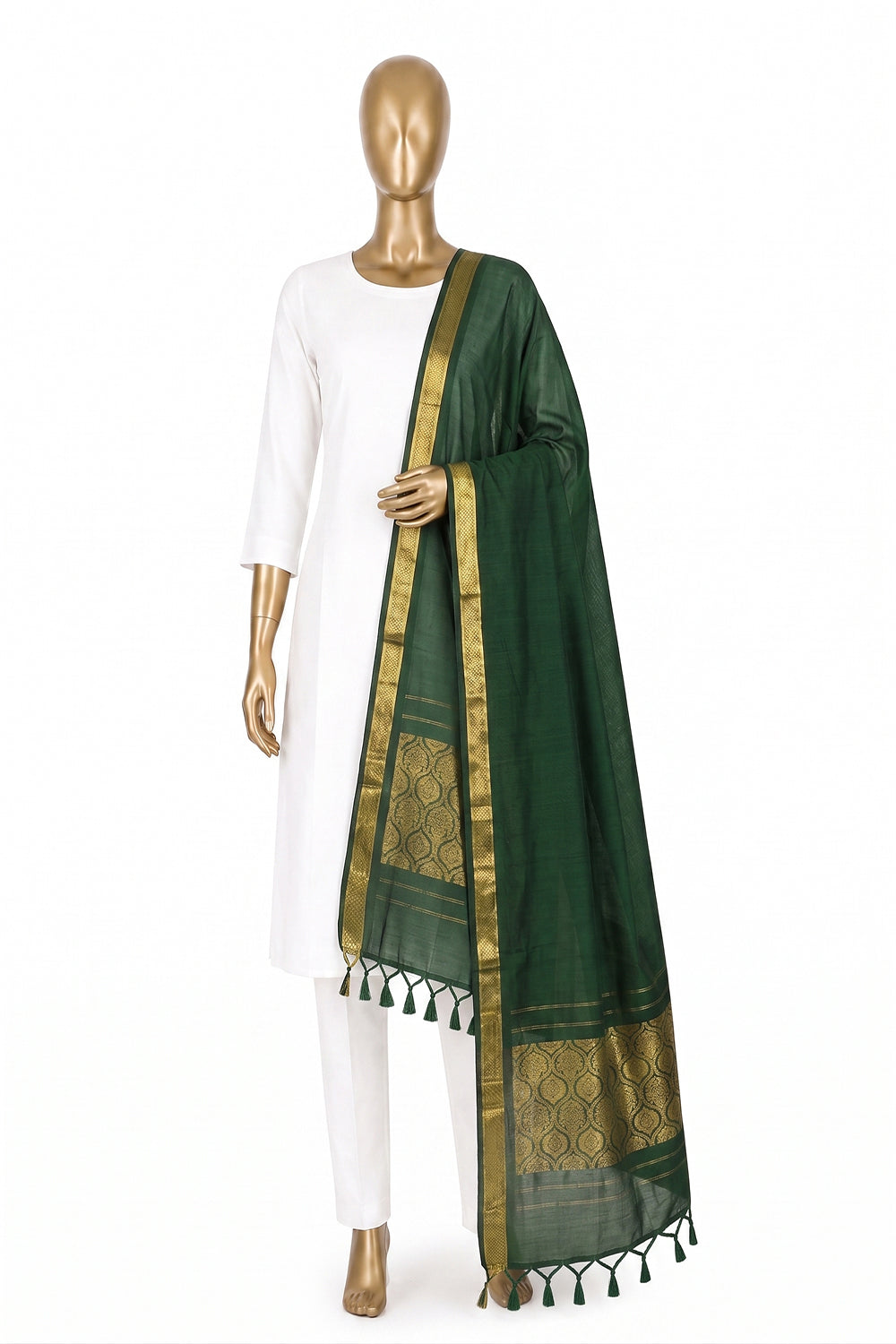 Image of Green Kanchipattu Dupatta