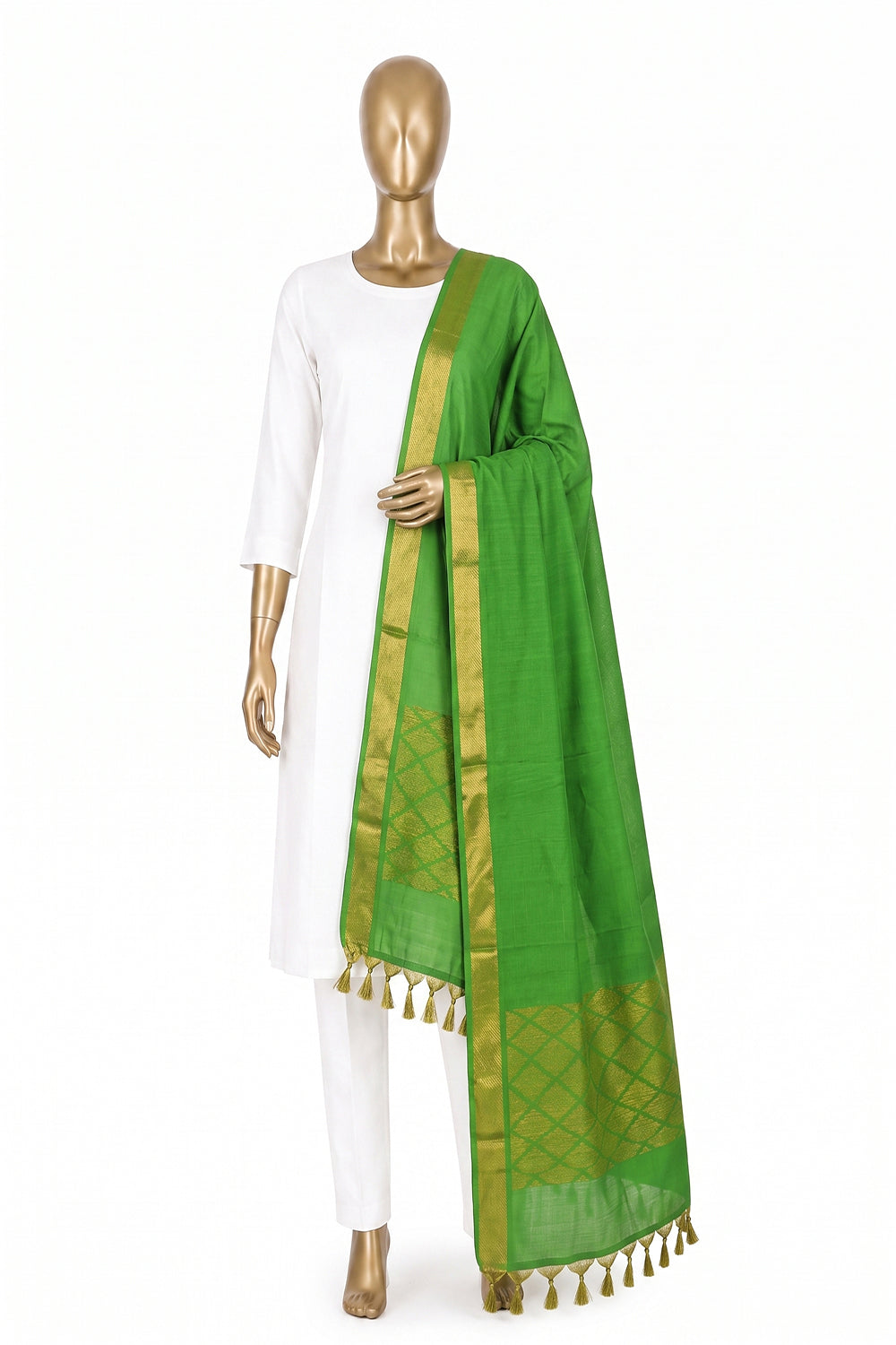 Image of Green Kanchipattu Dupatta