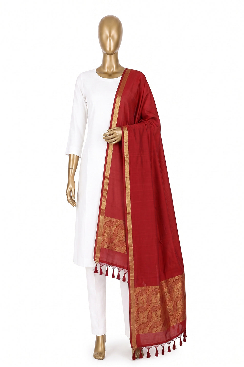 Image of Red Kanchipattu Dupatta