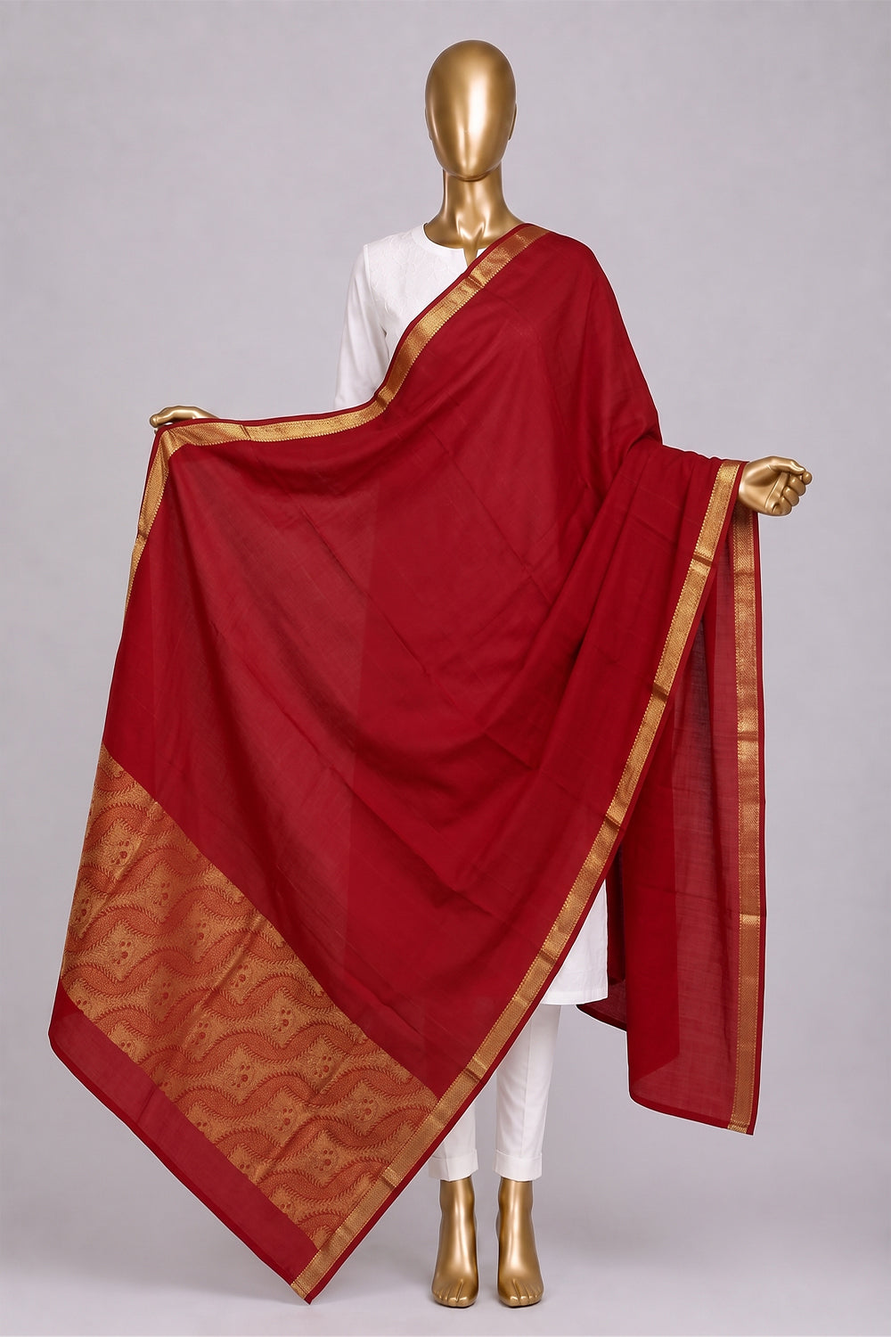 Image of Red Kanchipattu Dupatta