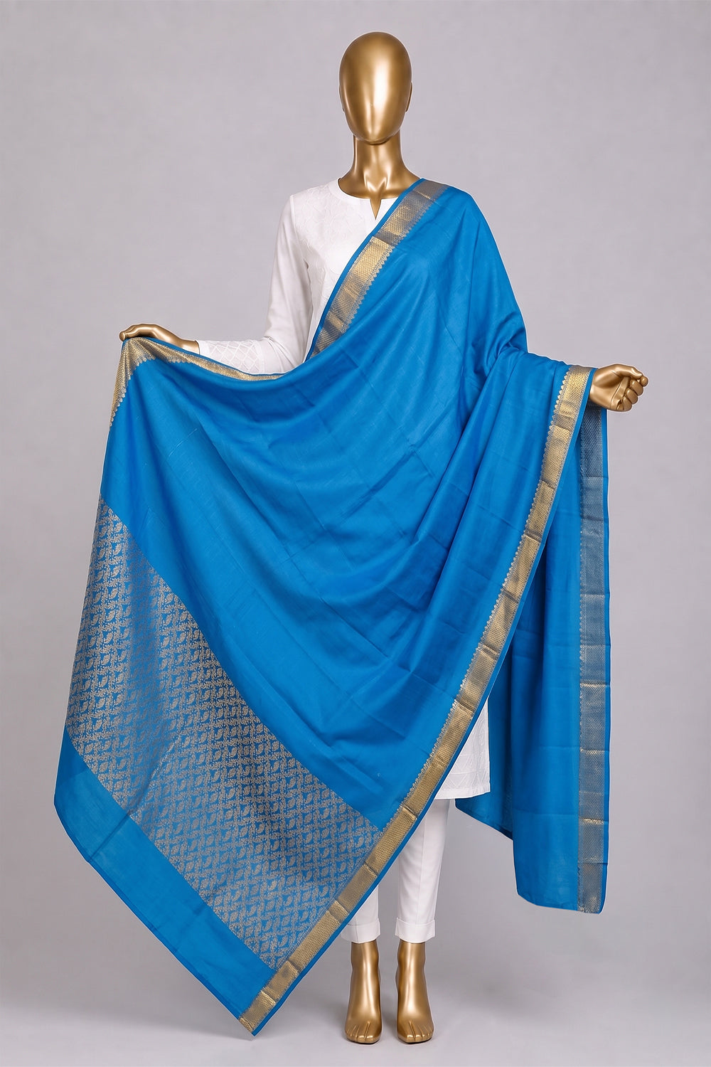 Image of Blue Kanchipattu Dupatta