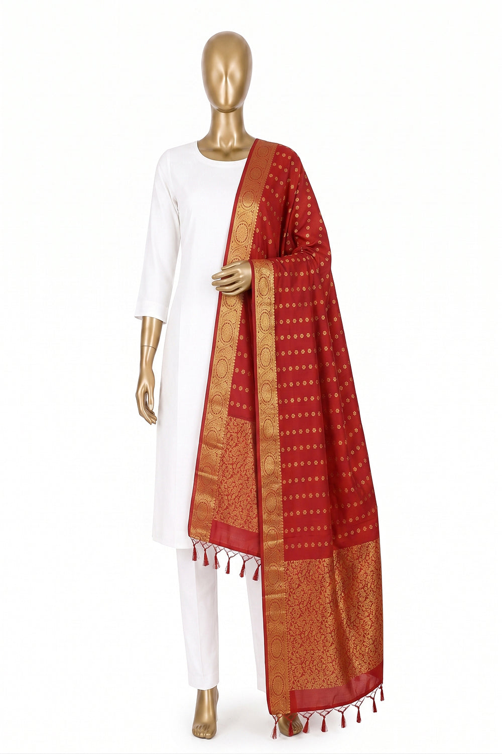 Image of Red Kanchipattu Dupatta