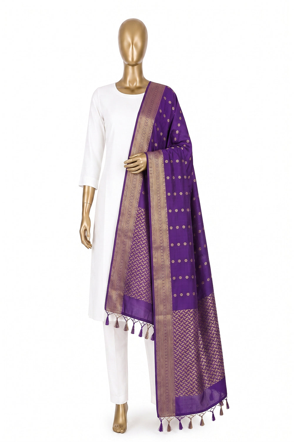 Image of Purple Kanchipattu Dupatta