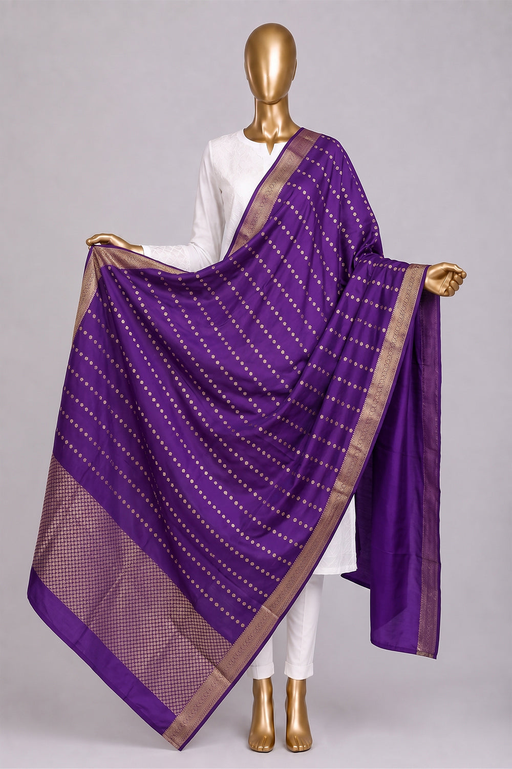 Image of Purple Kanchipattu Dupatta