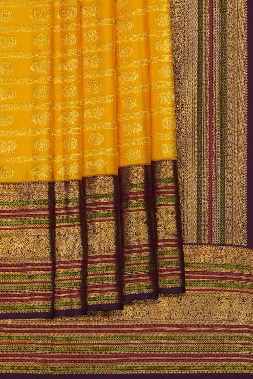 Image of Yellow Vintage Kanchipattu Brocade Saree