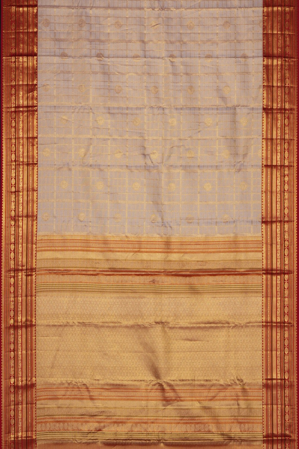 Image of Beige Vintage Kanchipattu Kattam Saree