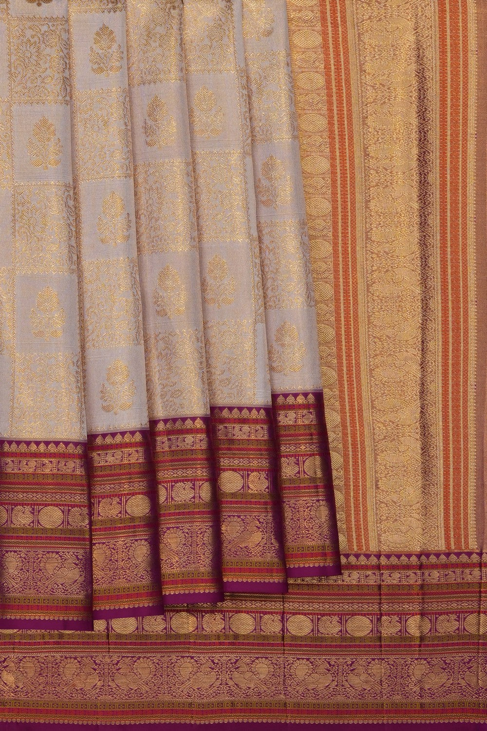 Image of Gold Vintage Kanchipattu Kattam Saree