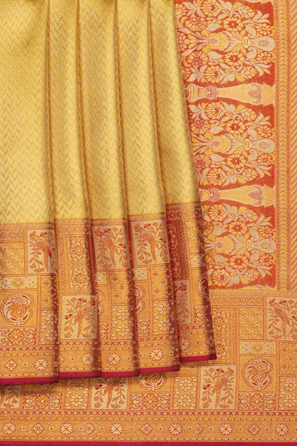 Image of Gold Vintage Kanchipattu Brocade Saree