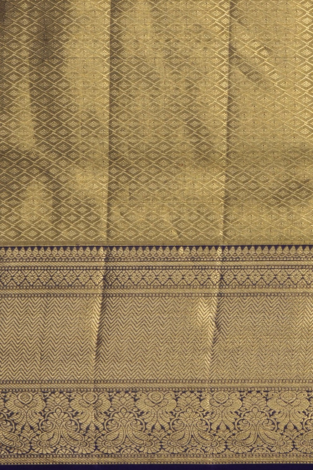 Image of Navy Blue Kanchipattu Tissue Brocade Saree