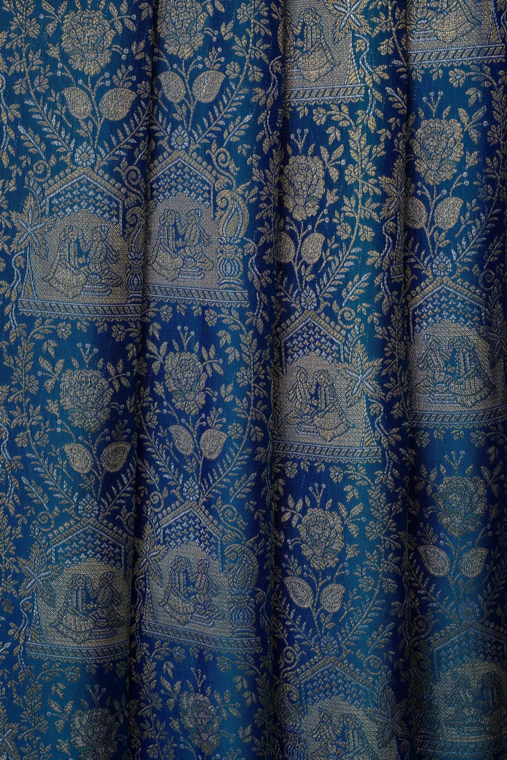 Image of Blue Vintage Kanchipattu Brocade Saree