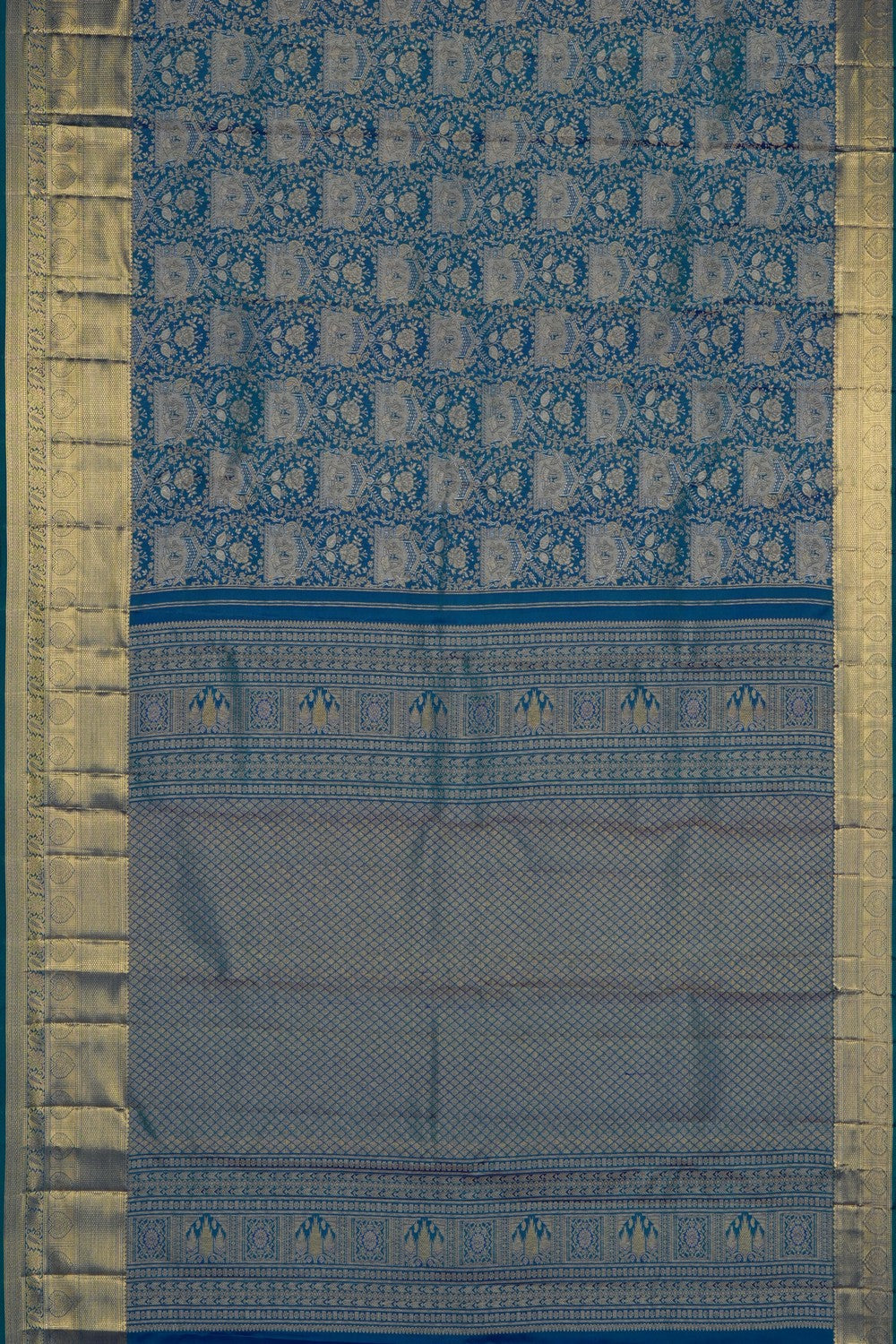 Image of Blue Vintage Kanchipattu Brocade Saree