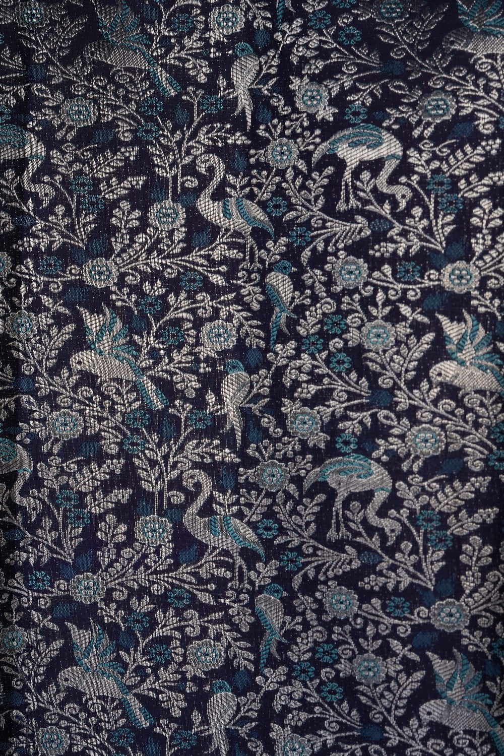 Image of Navy Blue Kanchipattu Tissue Brocade Saree