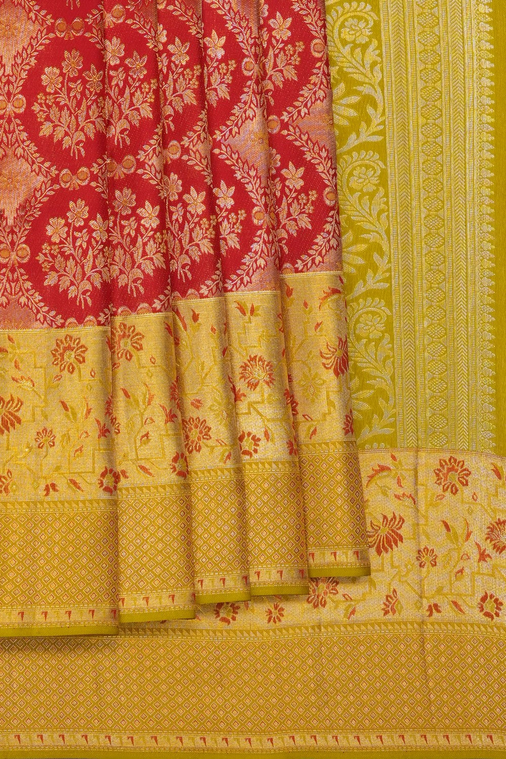 Image of Red Kanchipattu Brocade Saree