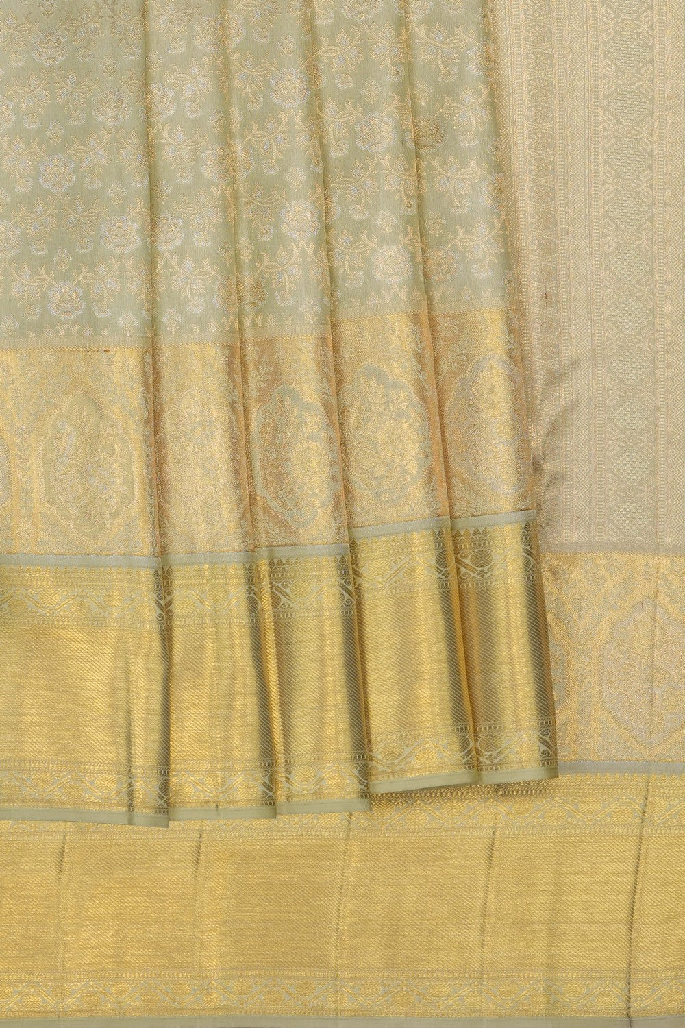 Image of Pista-Green Kanchipattu Tissue Brocade Saree