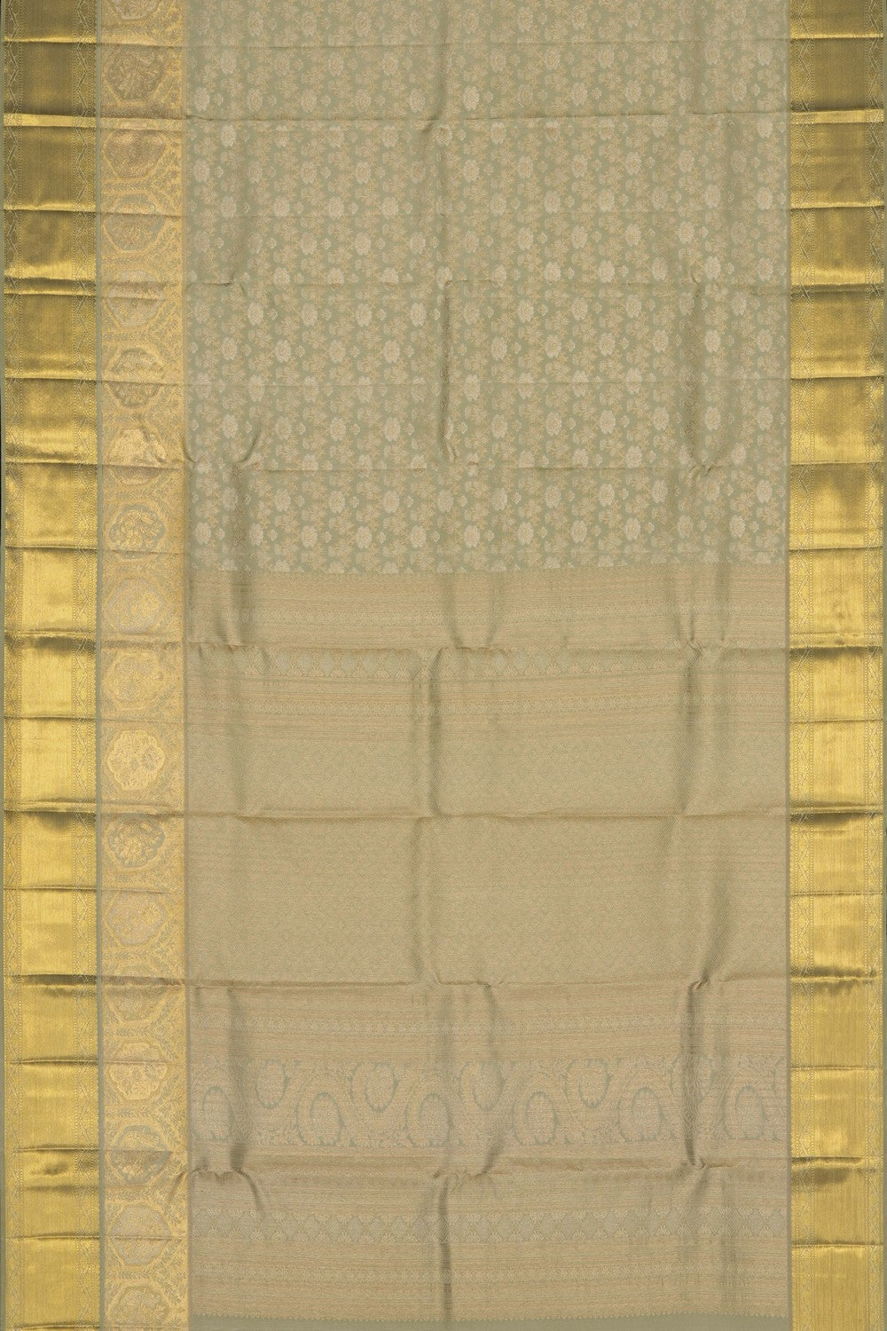 Image of Pista-Green Kanchipattu Tissue Brocade Saree