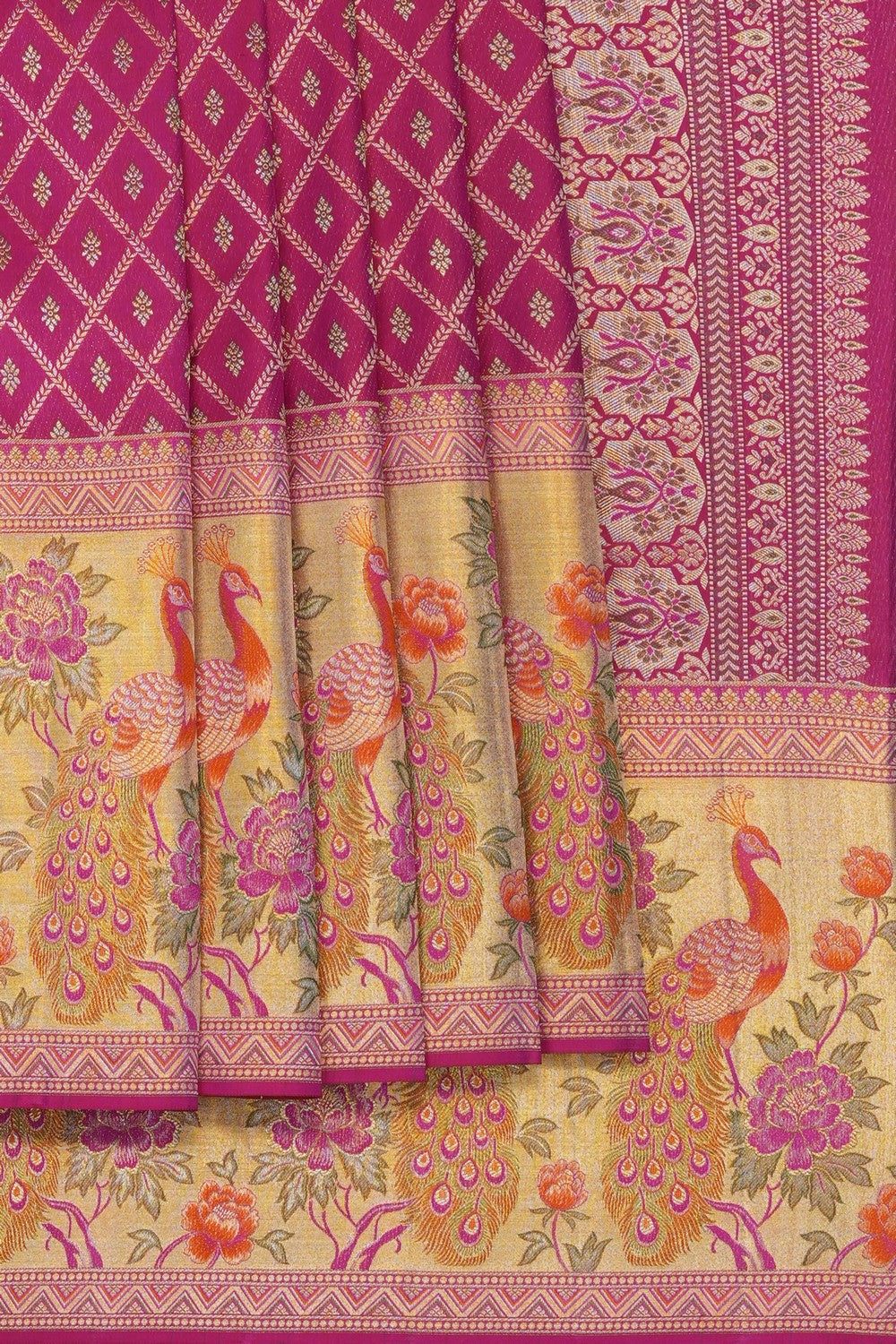 Image of Pink Vintage Kanchipattu Brocade Saree