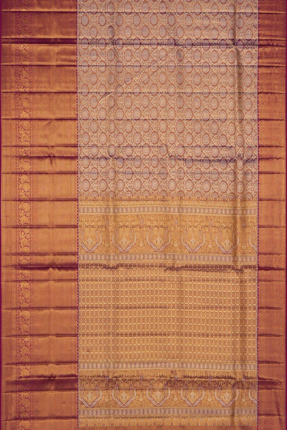 Image of Pink Kanchipattu Tissue Brocade Saree
